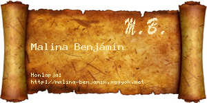 Malina Benjámin névjegykártya